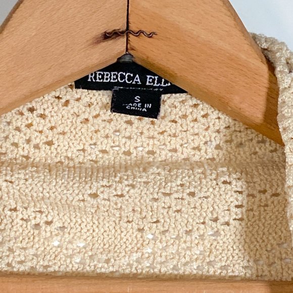 Rebecca Elliot Crochet Lace Cream Ivory Sleeveless Boho Vest SMALL Pre-owned: E - Picture 3 of 5